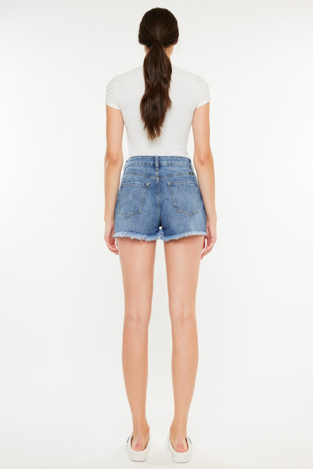 Kancan Distressed Raw Hem High Waist Denim Shorts - FASHIONNOUVELLE